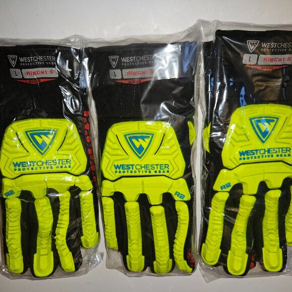 3 Pairs NEW West Chester Rig Cat 5® High-Viz Safety Gloves Size L - Picture 2 of 13